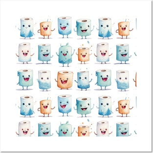 Funny Toilet Rolls Watercolor Pattern #1 Posters and Art